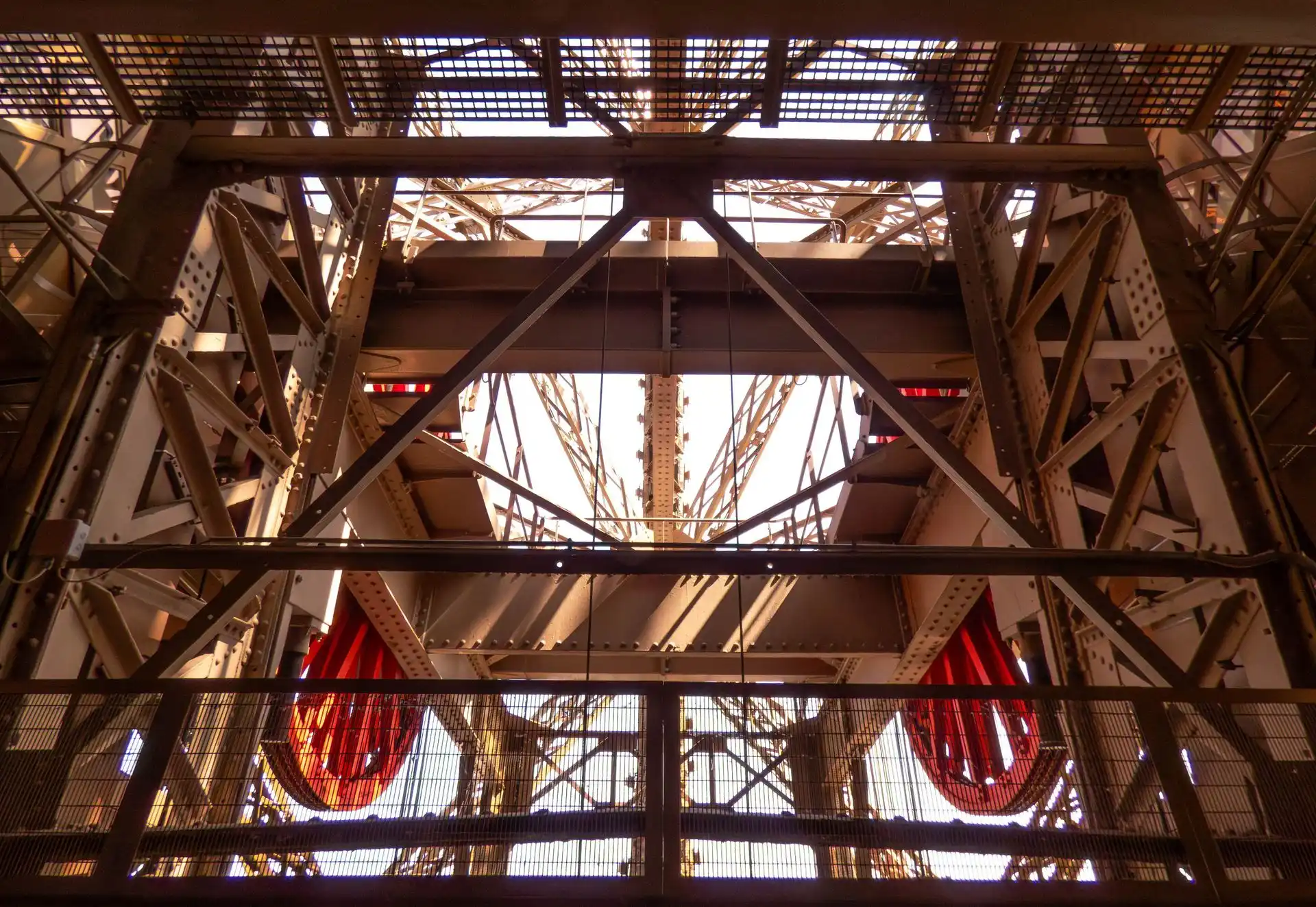 Detailed view of the iron structure inside the Eiffel Tower Detailed view of the iron structure inside the Eiffel Tower
