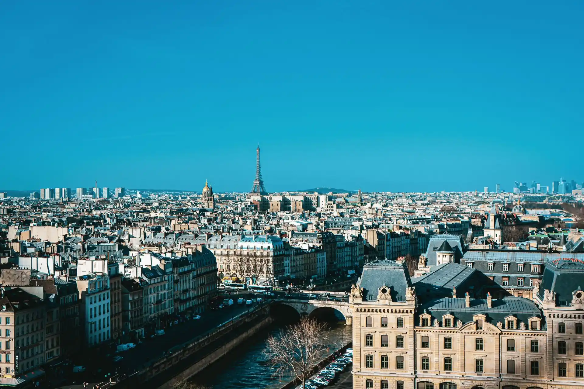 Panoramic view over Paris from the summit of the Eiffel Tower Panoramic view over Paris from the summit of the Eiffel Tower